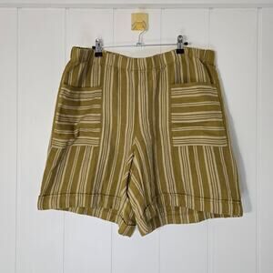 J. Jill Linen Rayon Striped Shorts Pull on Cuffed NWOT Size XL